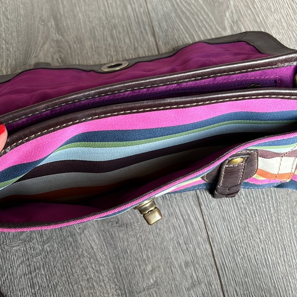 Coach 65th Anniversary Legacy Brown Leather Color Stripe Garcia Clutch/Wristlet - Picture 8 of 14